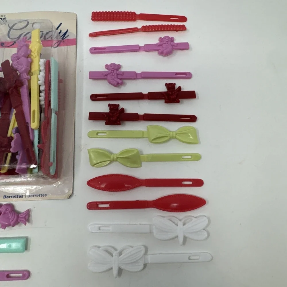 51 Goody Kids Girls Plastic Hair Barrettes Stay Tight Slip Secure Pastel 1 Open